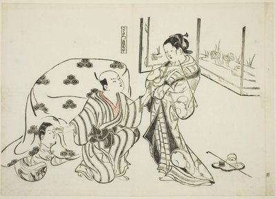 Kotatsu Dojoji, nej. 5 från en serie om 12 tryck som föreställer parodier på pjäser av Okumura Masanobu