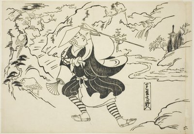 Rensho anländer till berget Koya (Rensho Koya-iri), från serien "Famous Scenes from Japanese Puppet Plays (Yamato irotake)" av Okumura Masanobu