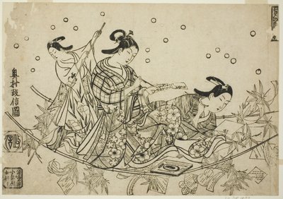 The Crossing of the Tanabata Boat (Tanabata no towataru fune) av Okumura Masanobu