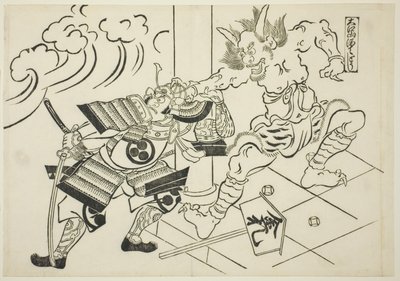 The Demon Shutendoji of Mount Oe (Oeyama Shutendoji), från serien "Famous Scenes from Japanese Puppet Plays (Yamato irotake)" av Okumura Masanobu