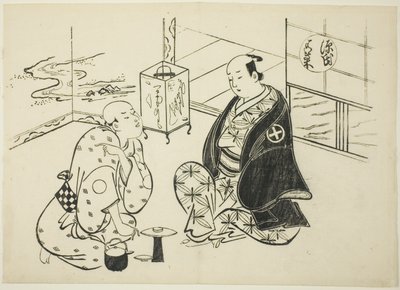 Hahakigi-kapitlet från "The Tale of Genji" (Genji Hahakigi), från en serie Genji-parodier av Okumura Masanobu