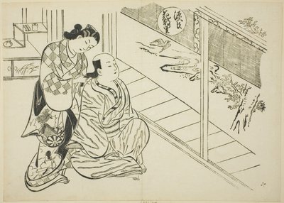 The Hanachirusato Chapter från "The Tale of Genji" (Genji Hanachirusato), från en serie Genji-parodier av Okumura Masanobu