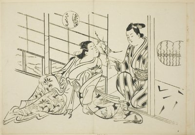 The Sakaki Chapter från "The Tale of Genji" (Genji Sakaki), från en serie Genji-parodier av Okumura Masanobu