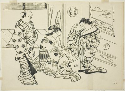 The Utsusemi Chapter från "The Tale of Genji" (Genji Utsusemi), från en serie Genji-parodier av Okumura Masanobu
