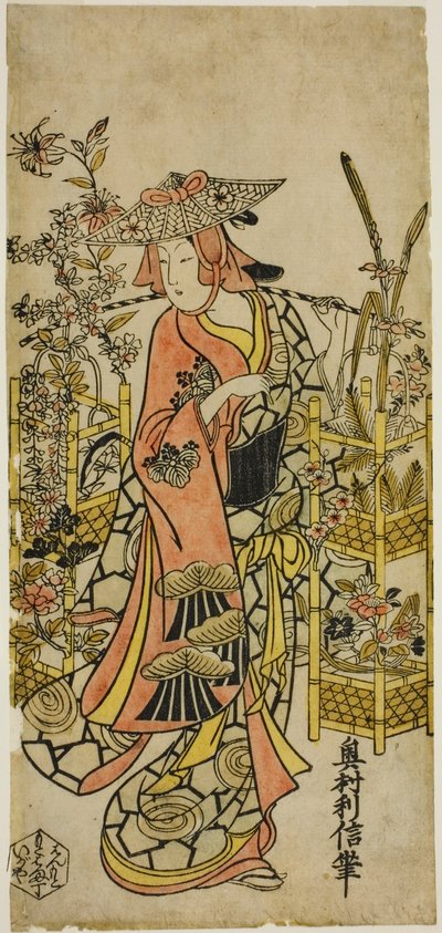 Skådespelaren Hayakawa Hatsuse som blomsterförsäljare av Okumura Toshinobu