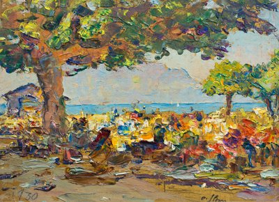 Marknad i Vevey av Olga (1881-1941) Slomszynska