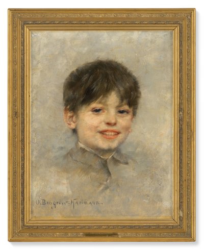 Porträtt av en pojke (olja på duk) av Olga Beggrov Hartmann