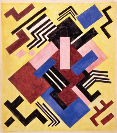 Bildkonstruktion, 1916 (gouache på papper) av Olga Rozanova