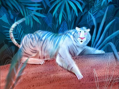 Blå djungel – Vit tiger av Olga Skomorokhova