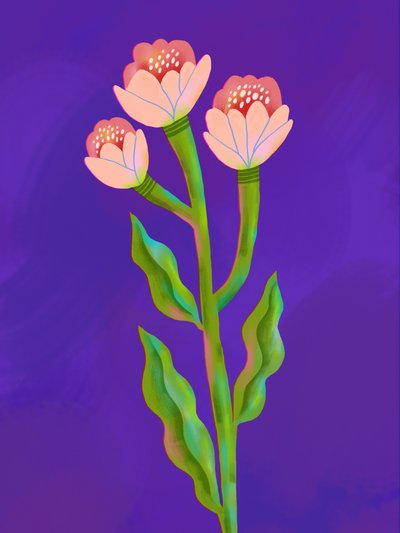 Ett färgsprakande blomstertrio av Olga Skomorokhova