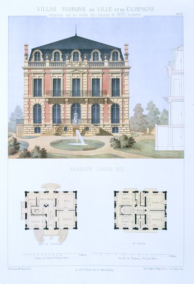 Louis XIII-huset, från "Town and Country Houses Based on the Modern Houses of Paris", ca 1864 av Olive