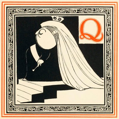 Q är drottningen, så ädel och fri, från An Alphabet of Celebrities, puben. 1899. av Oliver Hereford