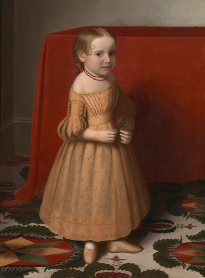 Porträtt av en ung flicka med ros, ca. 1838. av Oliver Tarbell Eddy