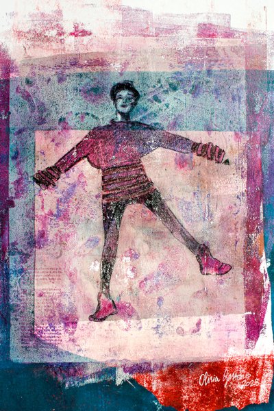 Gioia gel,2023 (blandteknik på papper) av Olivia Gozzano