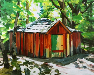 The house in the forest, 2014 (akryl på duk) av Olivier Morel