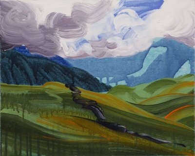 Leukerbad 26, 2014 (akryl på duk) av Olivier Morel