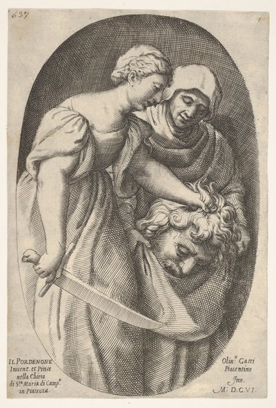 Judith med Holofernes huvud i vänster hand och ett svärd i höger hand, ackompanje..., 1606. av Oliviero Gatti