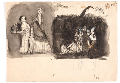Karnevalsscen och studie för "Diogenes" (?) av Oluf Hartmann