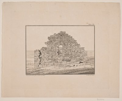 Kyrkruin på Grönland. Illustration för W.A. Grah. Forskningsresa till Grönlands östkust av Oluf Olufsen Bagge