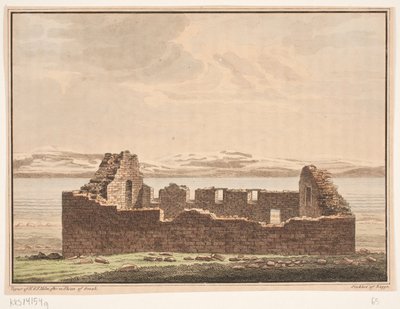 Kyrkruin på Grönland. Illustration för W.A. Grah. Forskningsresa till Grönlands östkust av Oluf Olufsen Bagge