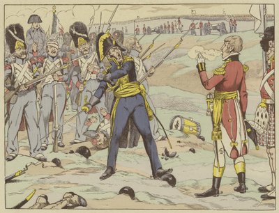 Besegrade för första gången, på en plats som i geografi är känt som Waterloo, men för historien som svek. Den dagen gav Cambronne sitt sista ord. av Onfray de Breville Job