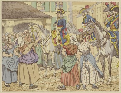 I Paris 1795 under en hungersnöd förebråade en fiskfru Napoleon för att ha blivit fet på folkets bekostnad. Leende svarade han Titta på mig och säg vem av oss två som är fetast? (färg tänd av Onfray de Breville Job