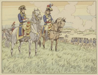 Napoleon och general Louis Desaix i slaget vid Marengo den 24 juni 1800 av Onfray de Breville Job