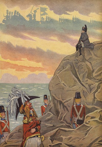Napoleon vid St Helena, bevakad av britterna av Onfray de Breville Job