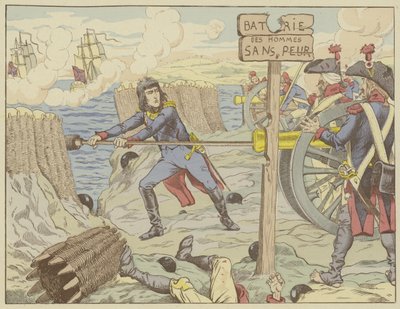 Napoleon laddade en kanon som en vanlig soldat vid belägringen av Toulon, 1793 av Onfray de Breville Job