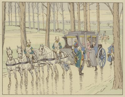 Napoleon möter ärkehertiginnan Marie-Louise av Österrike, som han måste gifta sig med, 27 mars 1810 av Onfray de Breville Job