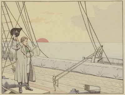 Napoleon ombord på HMS Bellerophon efter att ha överlämnat sig till britterna, 15 juli 1815 av Onfray de Breville Job