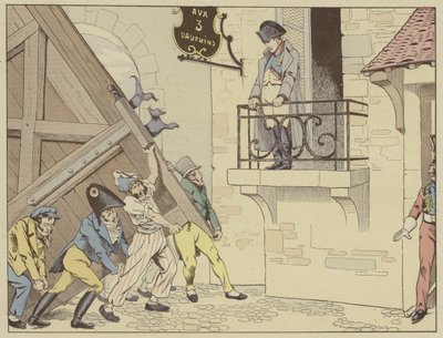 Staden Grenoble öppnar sina portar för Napoleon när han återvänder från exil på Elba, den 7 mars 1815 av Onfray de Breville Job