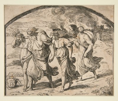 Lot och hans familj flydde från Sodom av Orazio Borgianni