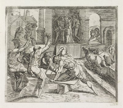 Salomo bygger templet i Jerusalem Målningar i Raphaels Loggia (serietitel) av Orazio Borgianni