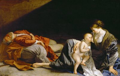 Vila på flykten till Egypten - The Rest on the Flight into Egypt - Orazio Gentileschi (1563-1638). Olja på duk, ca 1625. Storlek: 138,5x216 cm. Konsthistoriska museet, Wien av Orazio Gentileschi