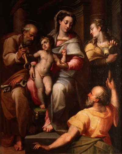 Helig familj med St. Peter och St. Maria Magdalena av Orazio Samacchini