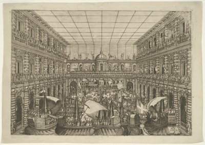 Naumachia på innergården i Palazzo Pitti av Orazio Scarabelli
