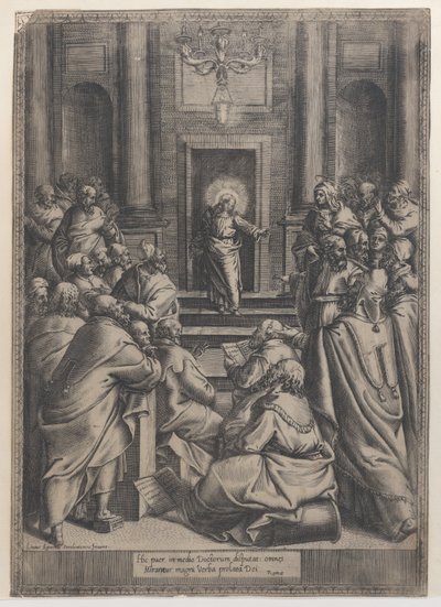 Kristus disputerade i templet, 1568-77., 1568-77. av Orazio de Sanctis