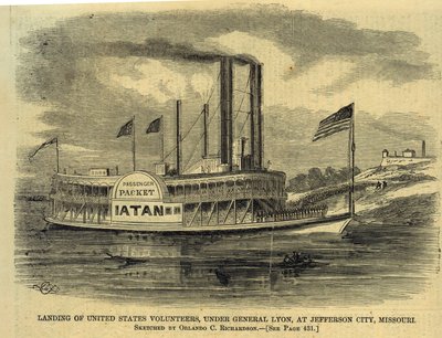 Landing of United States Volunteers, Under General Lyon, at Jefferson City, Missouri. av Orlando C. Richardson