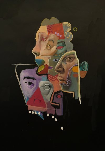 Castel of Colors (Thought Island), 2024-25 (olja och akryl på linne) av Oscar Nin