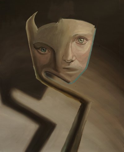 Divided Soul, 2023 (olja på linne) av Oscar Nin