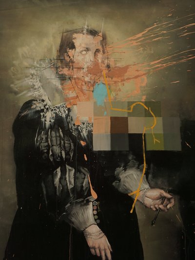 Yellow Line, 2019 (akryl på duk) av Oscar Nin