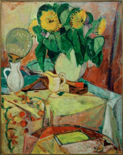 Stilleben med solrosor av Oskar Moll