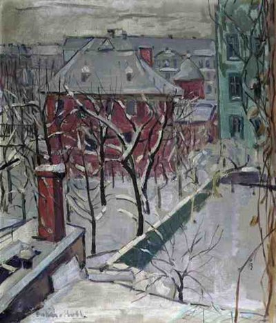 Vinterlandskap (olja på duk) av Oskar Moll