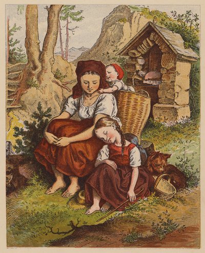Tired Tottie (färglitografi) av Oskar Pletsch