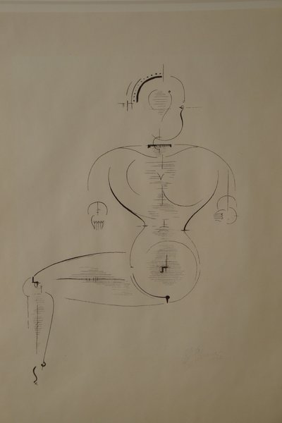 Figur från sidan: Figur H2 Sittande, 1921. av Oskar Schlemmer