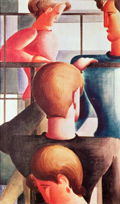 Gruppera vid ett räcke av Oskar Schlemmer