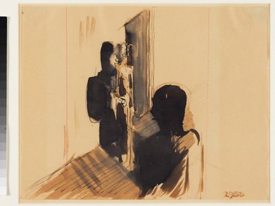 Grupp i en interiör av Oskar Schlemmer