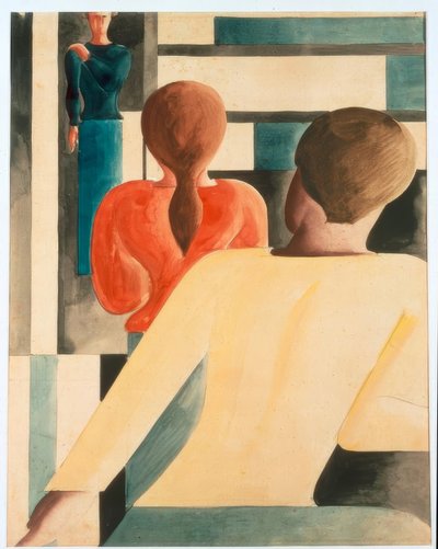 Inredning i blått, gult och rött av Oskar Schlemmer