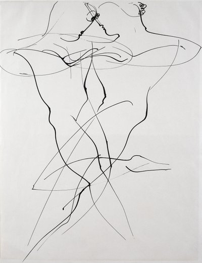 Två figurer i motsatt rörelse, dans av Oskar Schlemmer